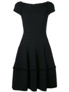 Talbot Runhof Frayed Trim Shift Dress - Black