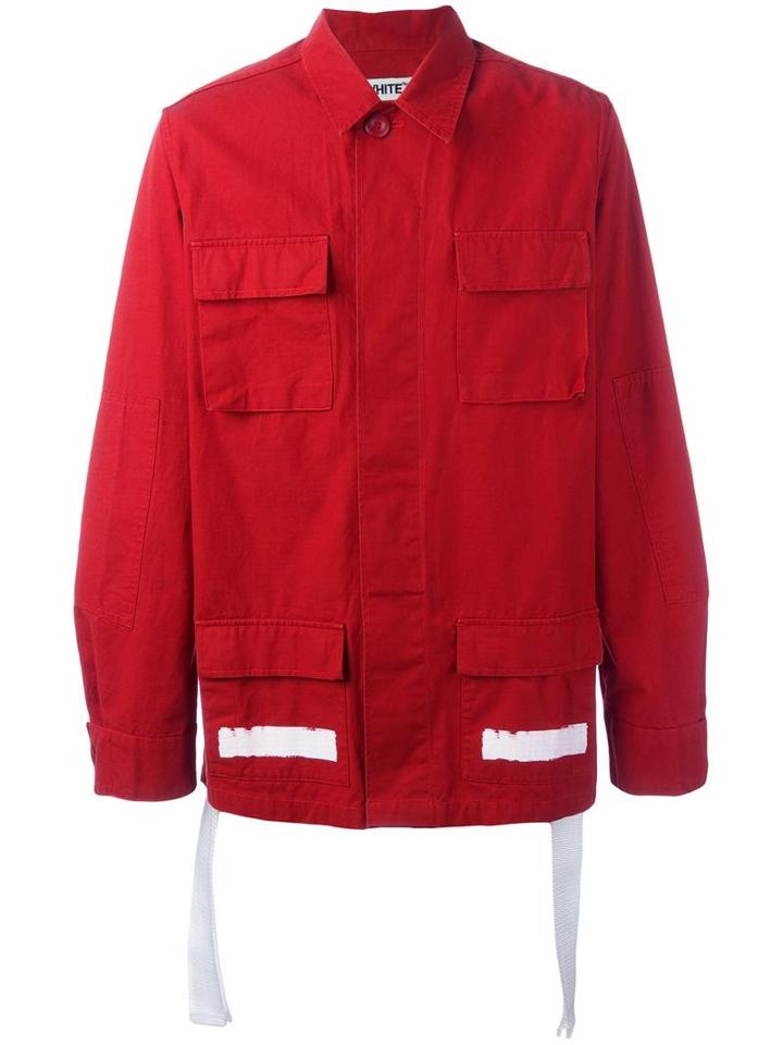 Off-white Brushed Diagonals 'sahariana' Shirt, Men's, Size: Xs, Red, Cotton