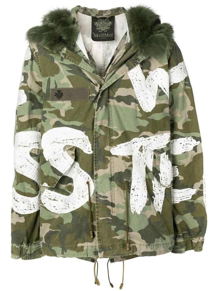 Mr & Mrs Italy Hooded Camo Coat - Green