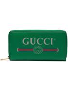 Gucci Green Logo Leather Zip Around Wallet