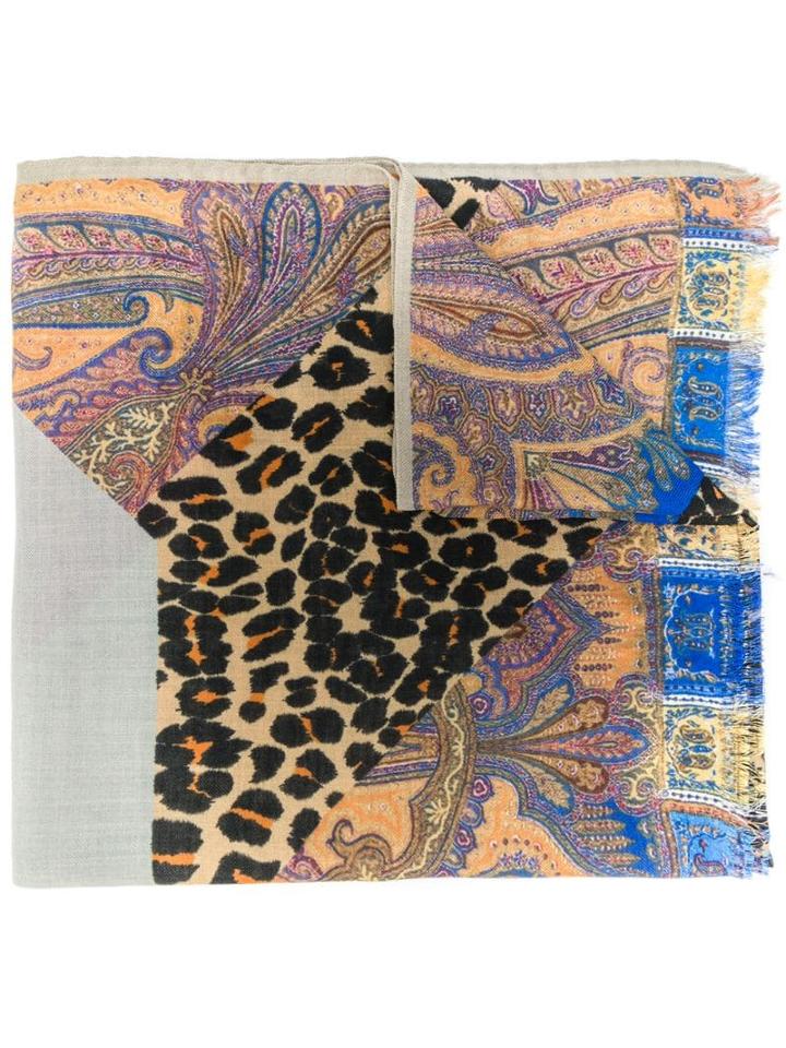 Etro Mixed-print Scarf - Neutrals