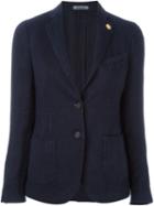 Lardini Flower Detail Classic Blazer, Women's, Size: 46, Blue, Hemp/polyester