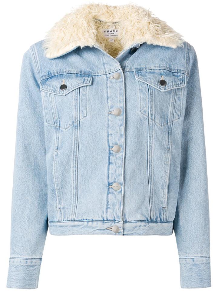 Frame Fur Lined Denim Jacket - Blue