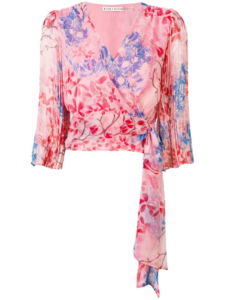Alice+olivia Sash Floral Blouse - Pink & Purple