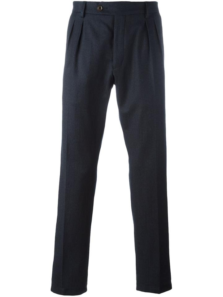Al Duca D'aosta 1902 Pleat Detail Straight Leg Trousers - Blue