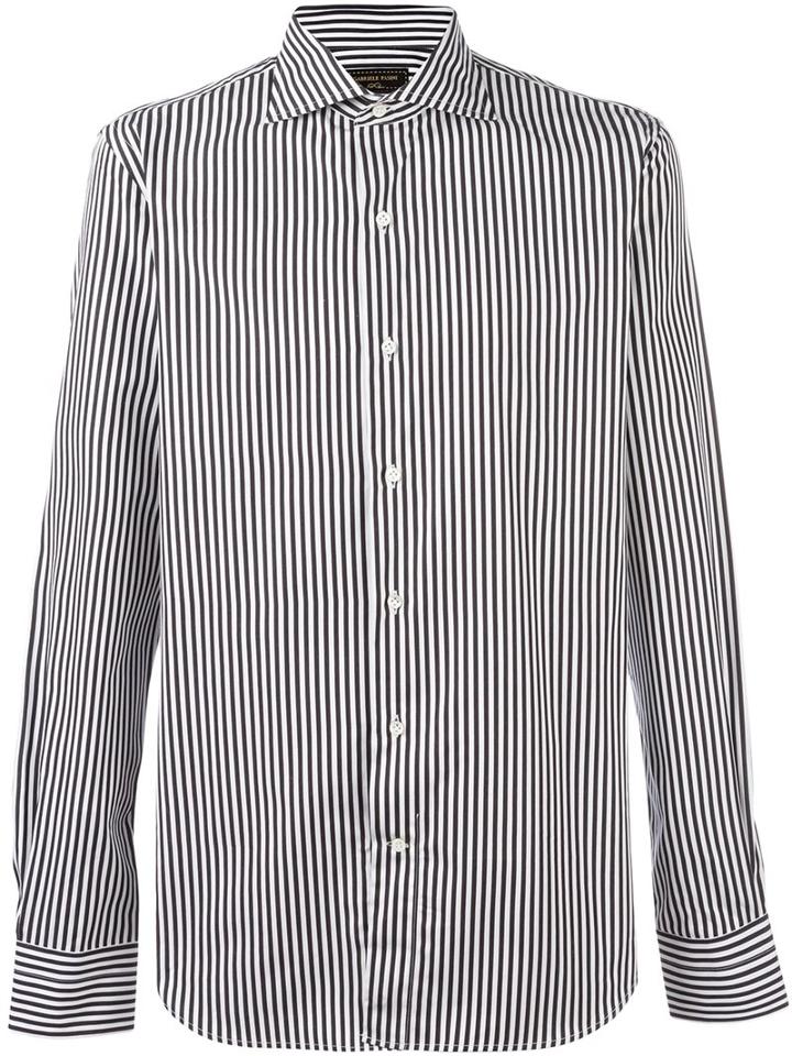 Gabriele Pasini Striped Button Down Shirt, Men's, Size: 40, Black, Cotton
