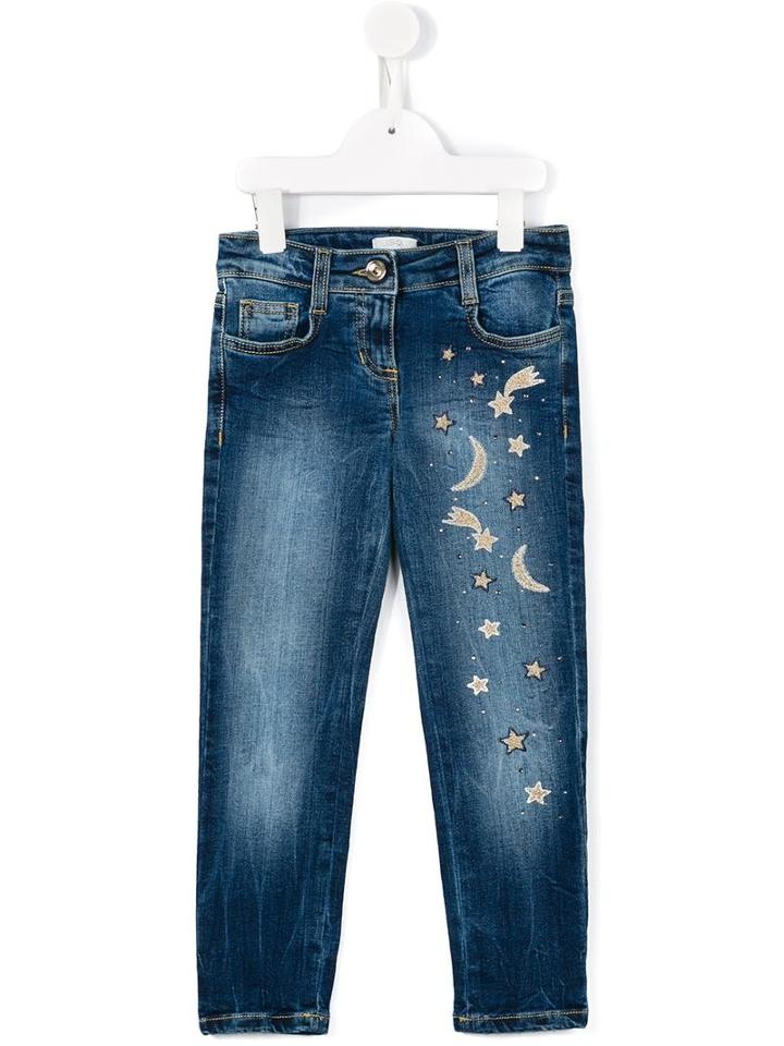Quis Quis Embroidered Star Jeans, Girl's, Size: 10 Yrs, Blue