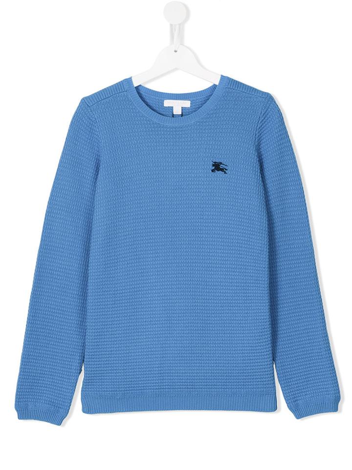 Burberry Kids - Round Neck Jumper - Kids - Cotton - 14 Yrs, Boy's, Blue