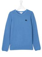 Burberry Kids - Round Neck Jumper - Kids - Cotton - 14 Yrs, Boy's, Blue