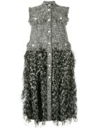 Huishan Zhang Tweed Feather Trimmed Dress - Grey