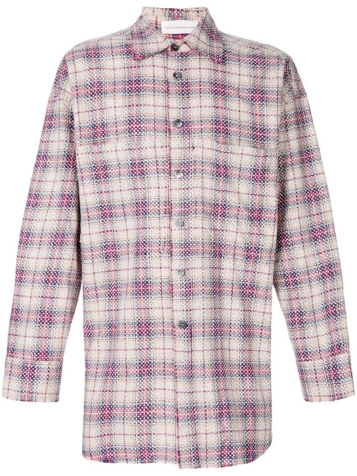 Faith Connexion Checked Studded Oversize Shirt - Neutrals