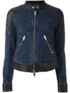 Diesel Panelled Denim Jacket, Women's, Size: Medium, Blue, Cotton/spandex/elastane/polyester/leather