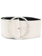 Alessandra Rich Embellished Wide Belt - White