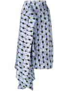 Marni - Asymmetric Printed Skirt - Women - Silk - 40, Blue, Silk