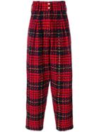 Balmain Tartan High-waisted Trousers - Red