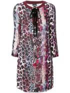 Just Cavalli Lace Up Printed Dress - Pink & Purple