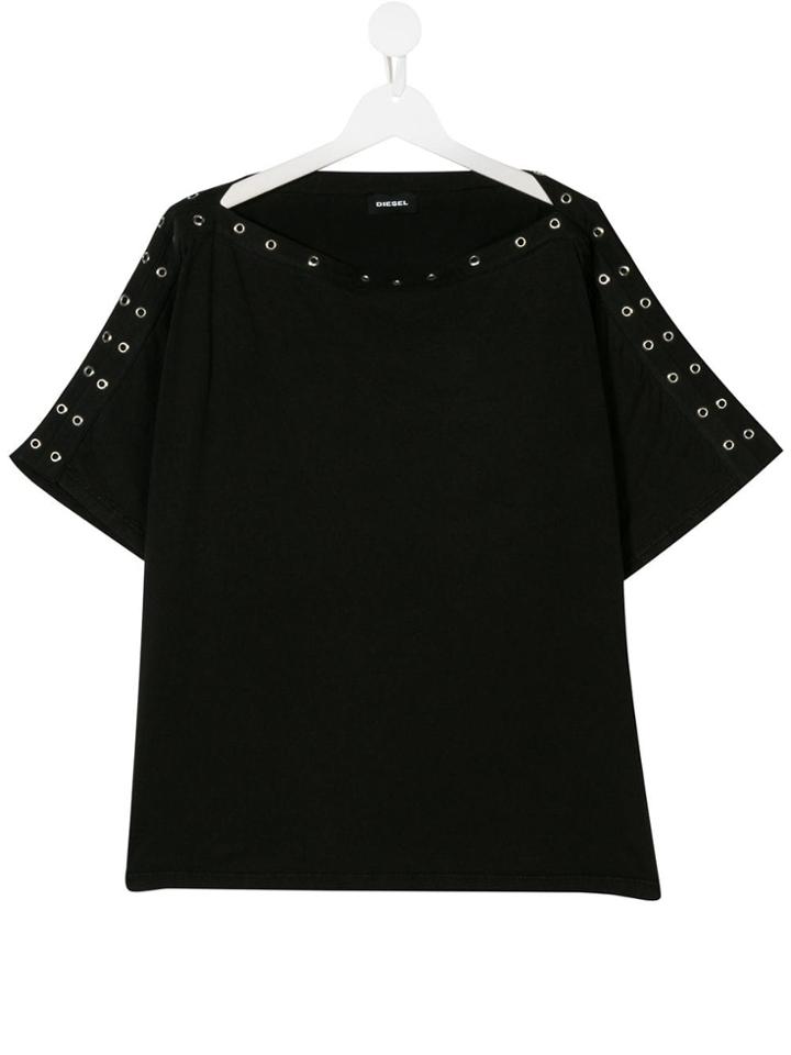 Diesel Kids Embellished Short-sleeve Top - Black