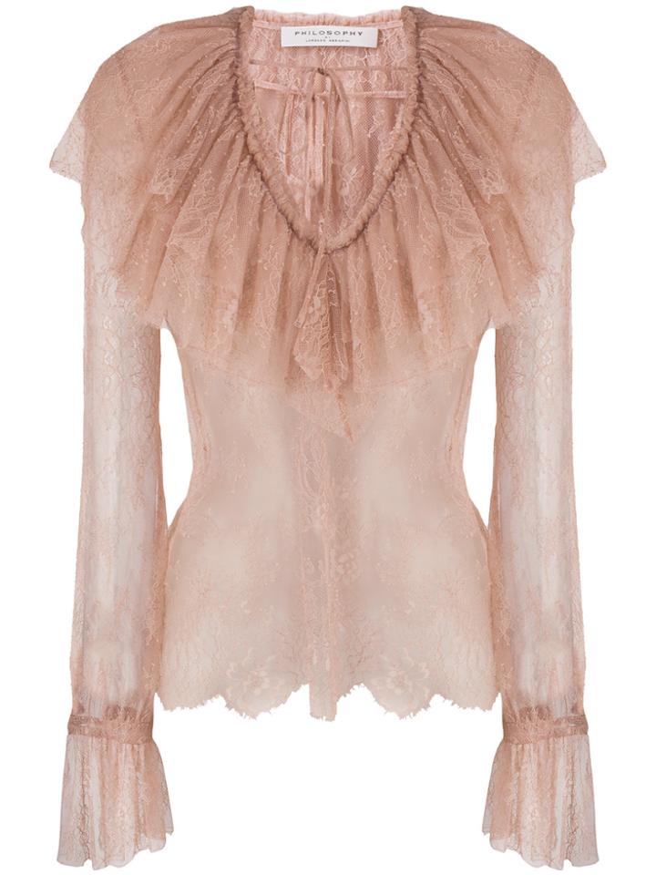 Philosophy Di Lorenzo Serafini Layered Lace Blouse - Pink & Purple