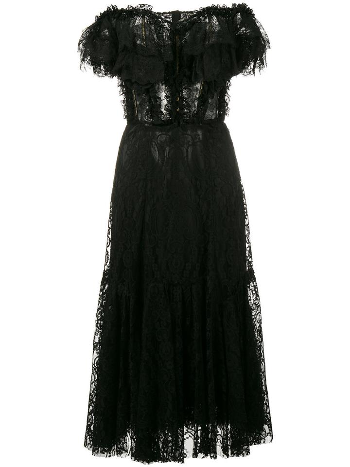 Dolce & Gabbana - Off-the-shoulder Lace Dress - Women - Silk/cotton/polyamide/viscose - 44, Women's, Black, Silk/cotton/polyamide/viscose