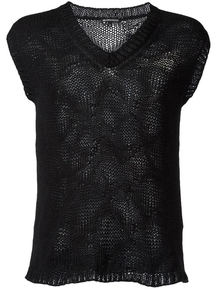 Ann Demeulemeester Shortsleeved Jumper, Men's, Size: Medium, Black, Cotton/cashmere