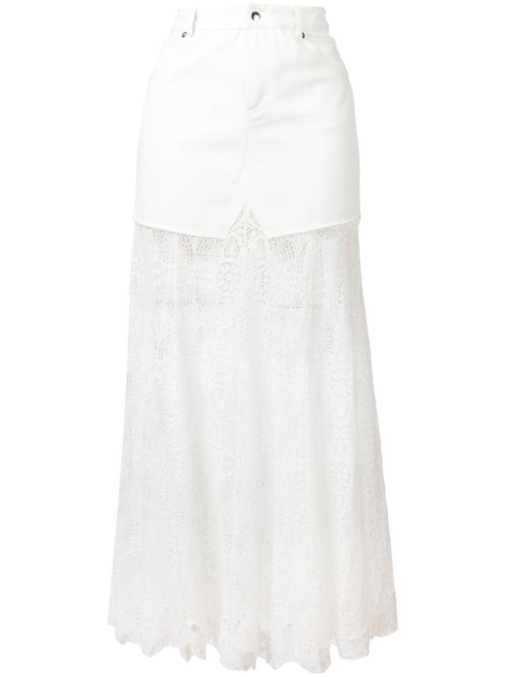 Mcq Alexander Mcqueen Lace Hem Denim Skirt - White