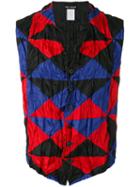 Issey Miyake Vintage Triangle Check Print Waistcoat, Adult Unisex, Size: Medium, Black