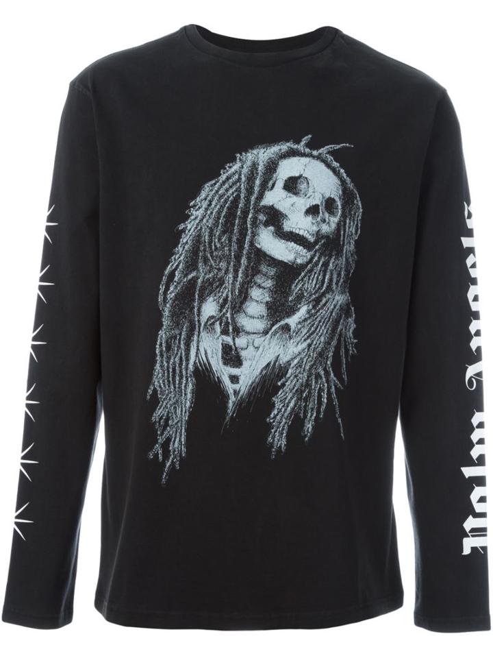 Palm Angels Skeleton Print Sweatshirt, Men's, Size: Medium, Black, Cotton