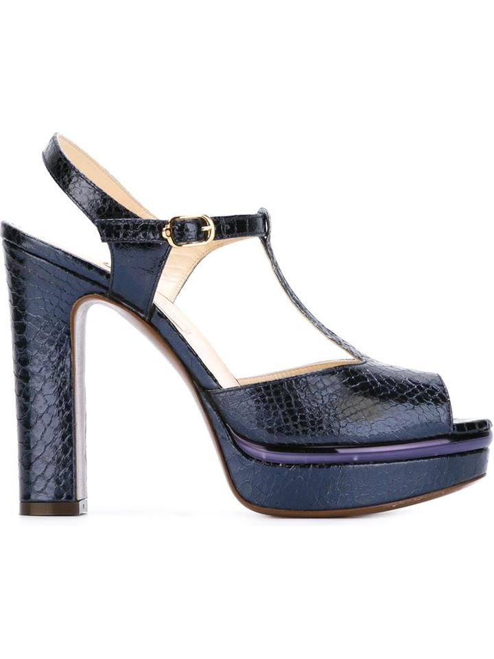 L'autre Chose Snakeskin Effect Platform Sandals