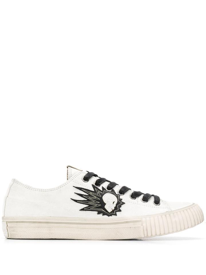 John Varvatos Skull Embroidery Sneakers - White