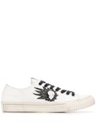 John Varvatos Skull Embroidery Sneakers - White