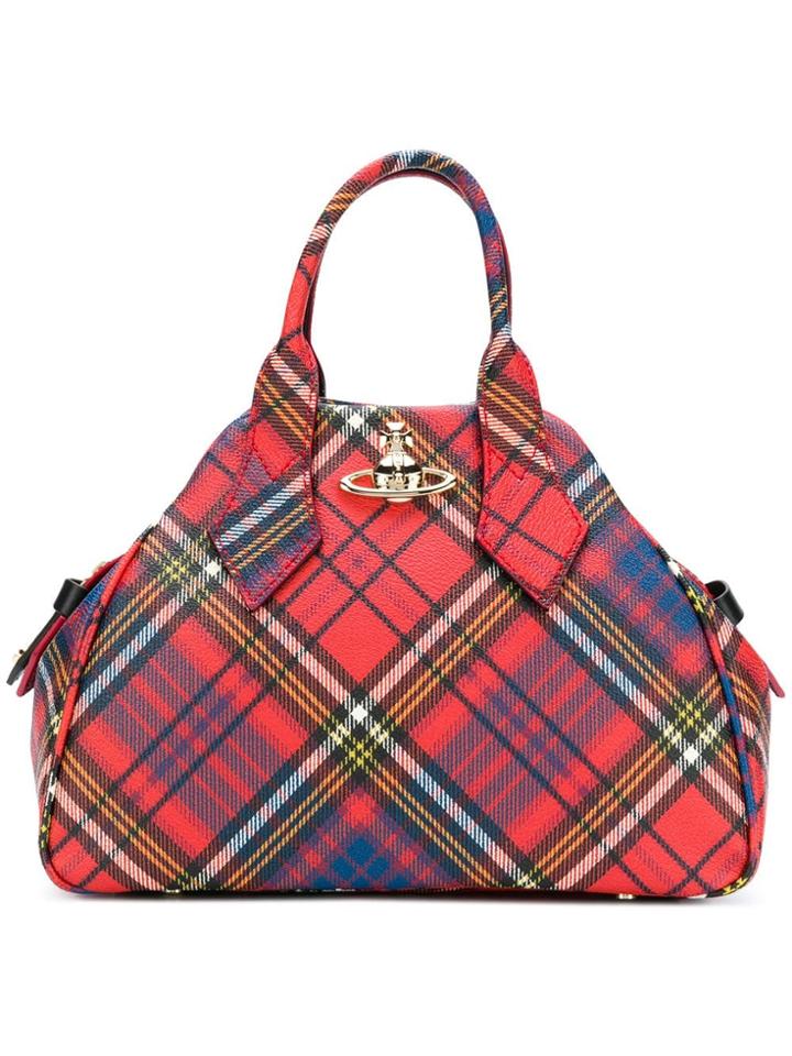 Vivienne Westwood Derby Tartan Medium Tote - Red