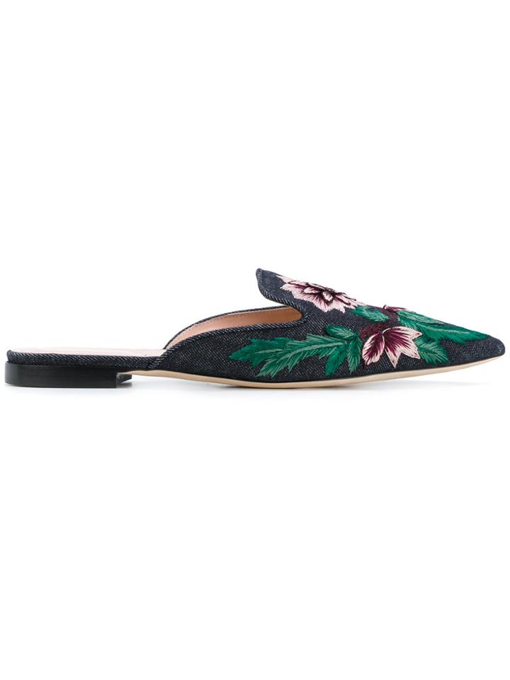 Alberta Ferretti Floral Appliqué Slippers - Multicolour