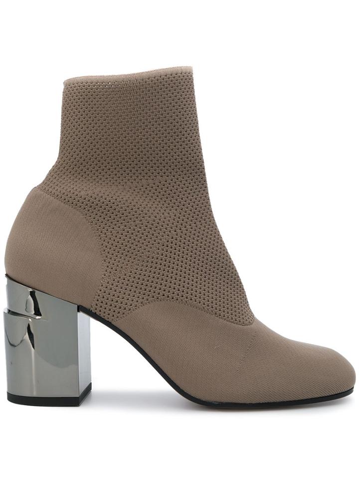 Clergerie Block Heel Ankle Boots - Nude & Neutrals
