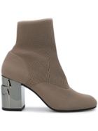 Clergerie Block Heel Ankle Boots - Nude & Neutrals
