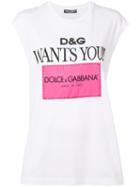 Dolce & Gabbana Logo Print Sleeveless Top - White