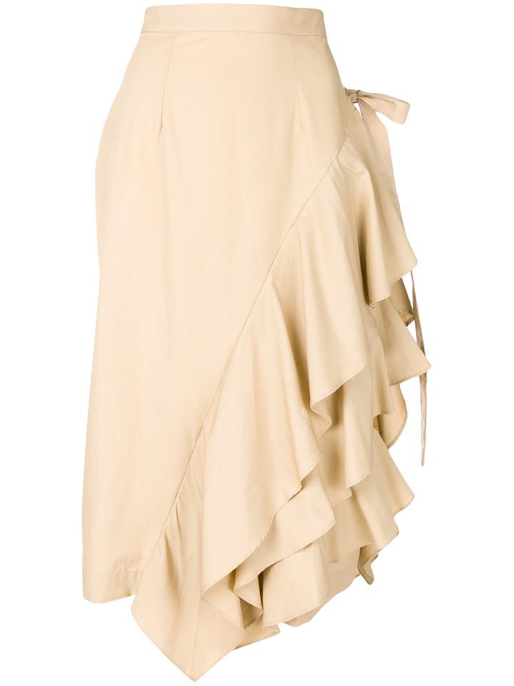 Milla Milla Frill-hem Midi Skirt - Nude & Neutrals