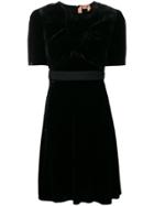 No21 Gathered-detail Velvet Dress - Black
