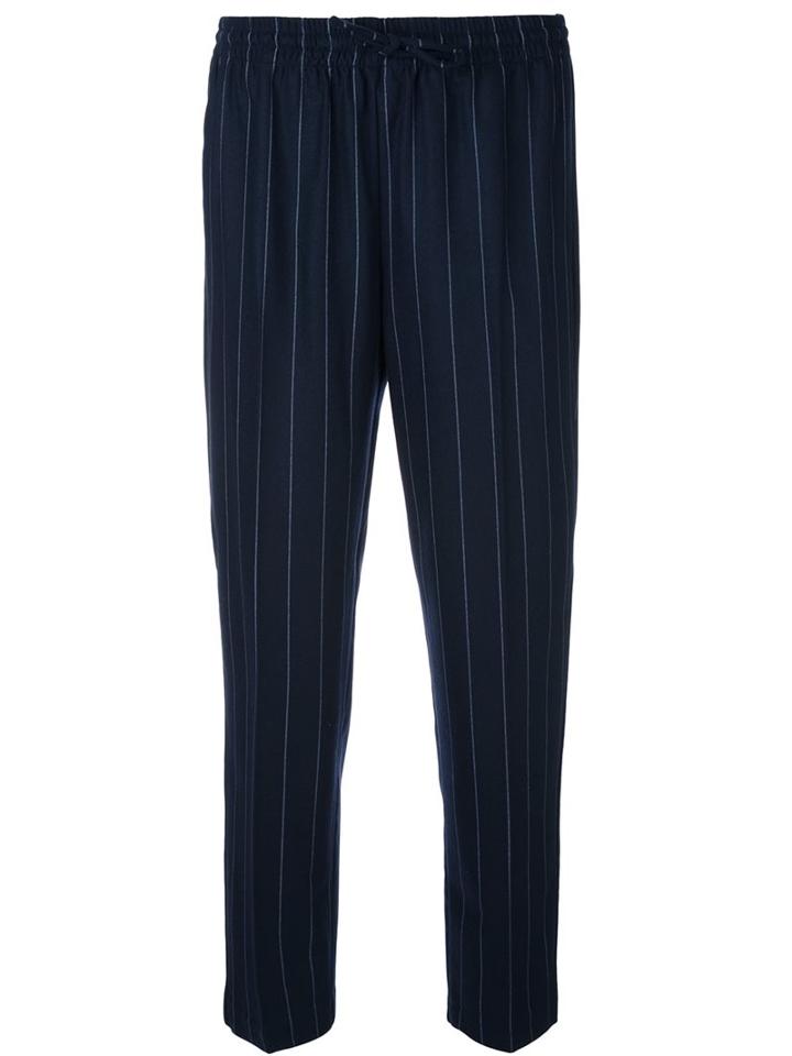 Twin-set Cropped Pinstripe Trousers, Women's, Size: Xs, Blue, Polyamide/spandex/elastane/wool