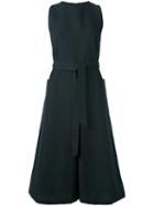 Ymc Waist-tie Cropped Jumpsuit, Women's, Size: 10, Blue, Linen/flax/cotton
