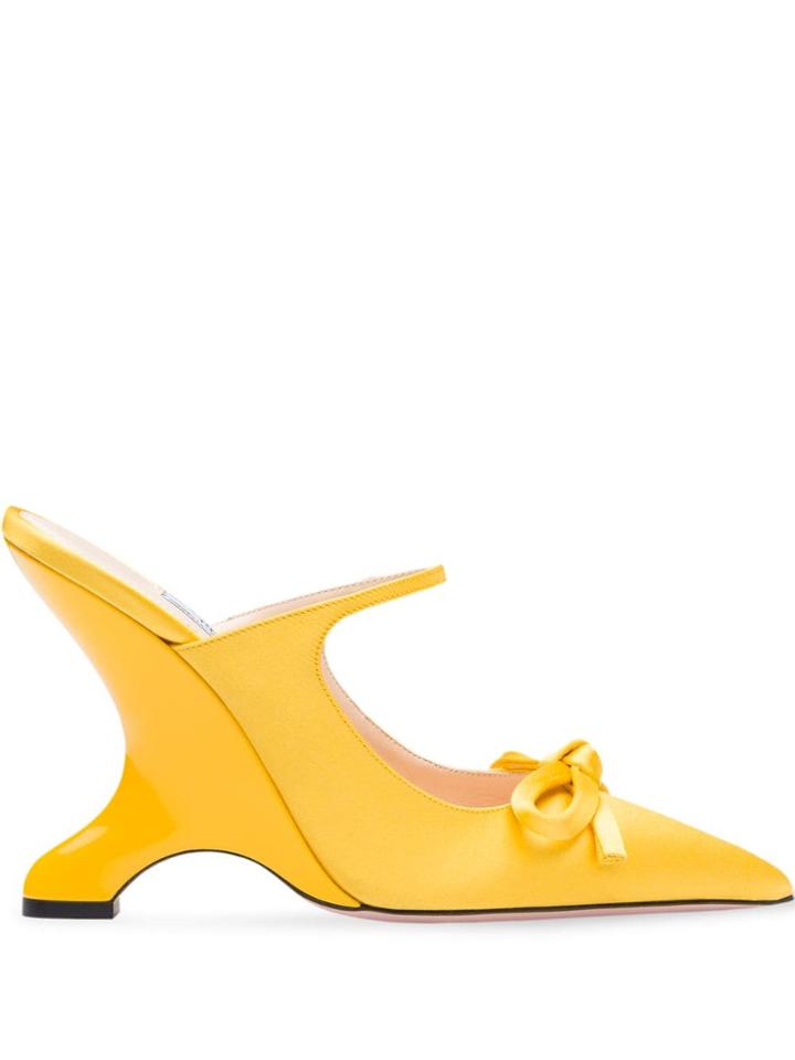 Prada Structured Wedge Pumps - Yellow