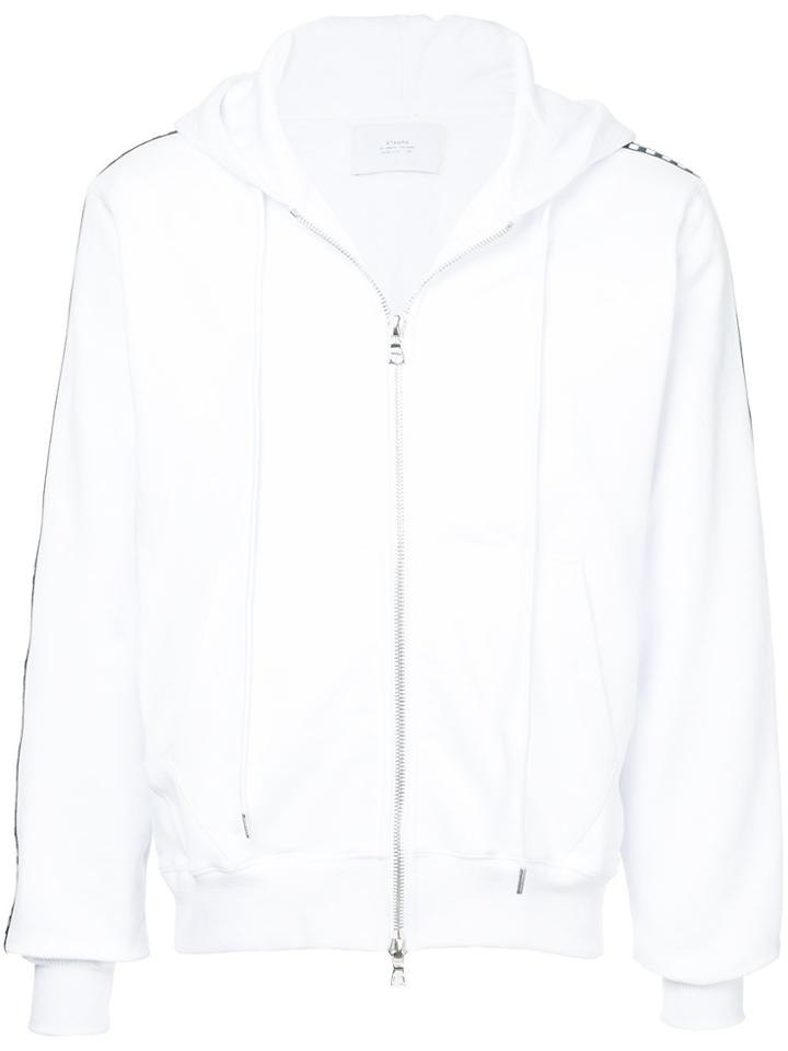 Stampd Checkered Side Panel Zipped Hoodie - White