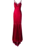 Dolce & Gabbana Lace Trim Gown, Women's, Size: 42, Red, Silk/cotton/polyamide/silk