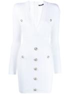 Balmain Cinched Waist Pointelle-knit Dress - White