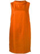Les Copains - Folded Round Collar Dress - Women - Silk/viscose - 44, Yellow/orange, Silk/viscose