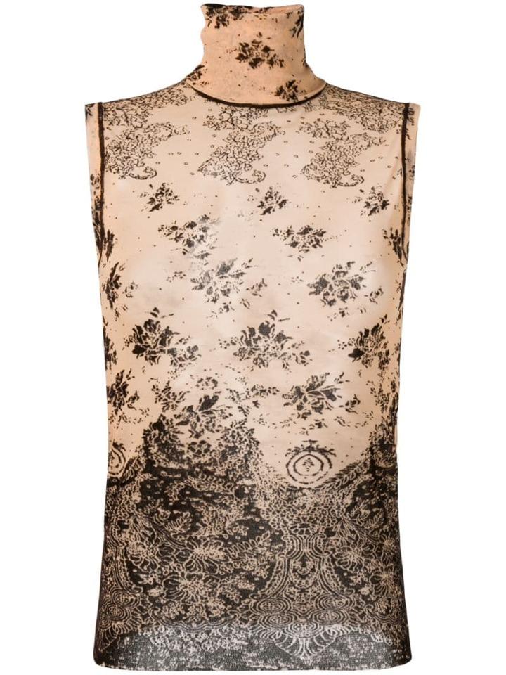 Jean Paul Gaultier Pre-owned Printed Turtleneck Top - Neutrals