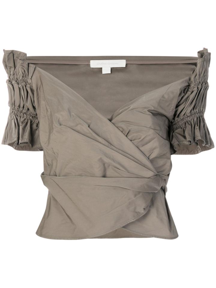 Jonathan Simkhai Ruched Wrap Top - Grey