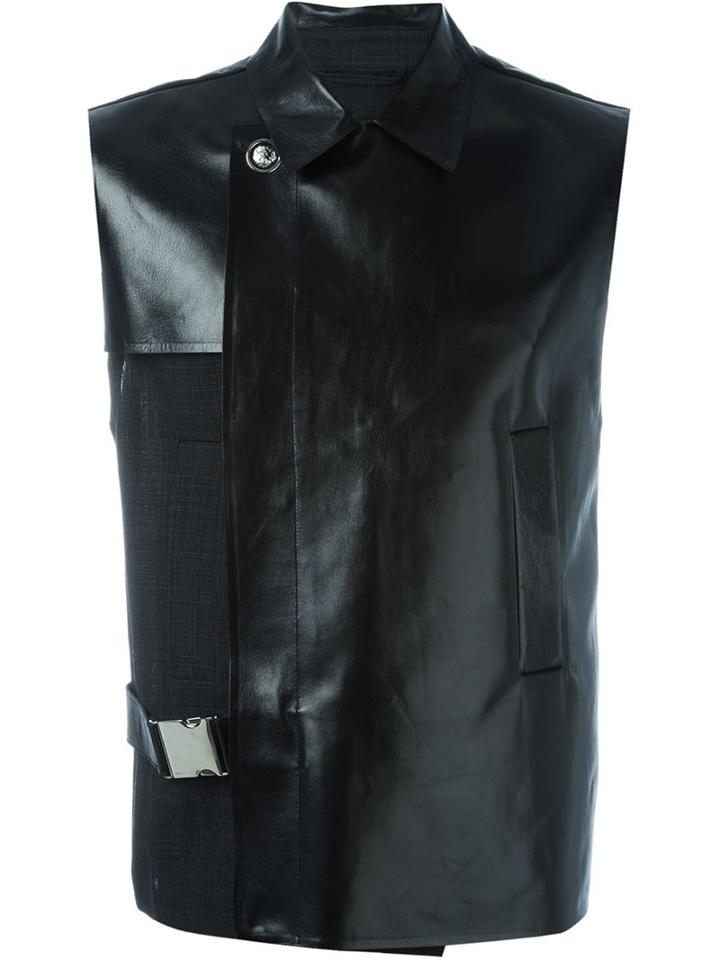 Versus Panelled Vest, Men's, Size: 46, Black, Leather/polyester/wool