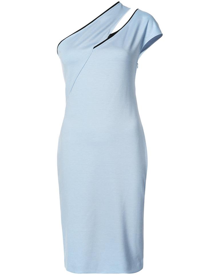 Mugler - Cut Out One-shoulder Dress - Women - Spandex/elastane/viscose - 34, Blue, Spandex/elastane/viscose