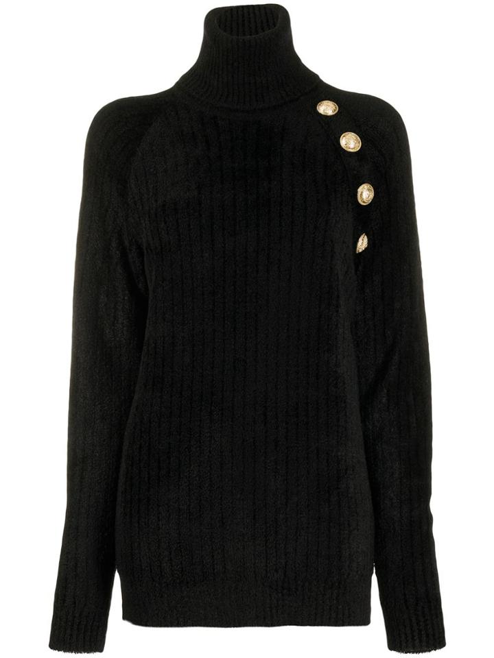 Balmain Decorative Buttons Oversized Jumper - Black