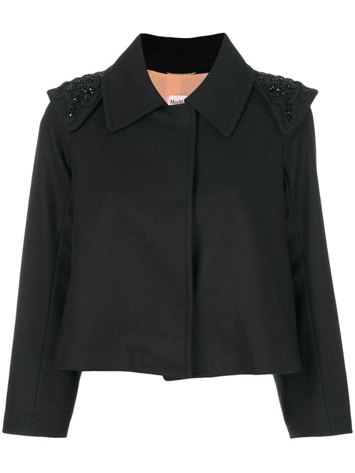 Max Mara Embellished Shoulders Jacket - Black